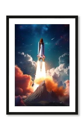 Rocket flying through space AI generated illustration