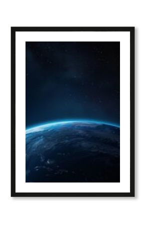 dark poster with space and blue planet. Creative design for wallpaper. background, poster.