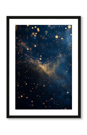 abstract dark blue background with gold particles, Christmas or new year background for smartphone, cellphone. Beautiful background for Christmas or New Year with copy space. Design for banner, greeti