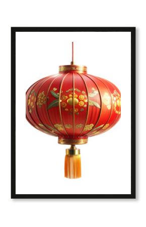 Chinese lantern cut out. isolated on transparent background. Copy space.