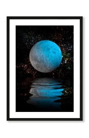 Moon reflecting on water, illustration