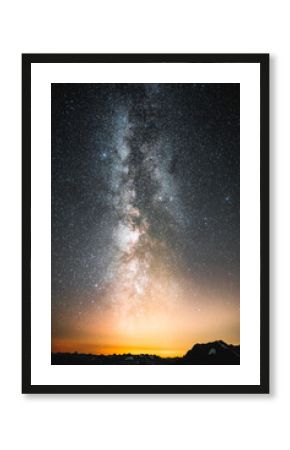 Scenic view of milky way over North Cascades mountains