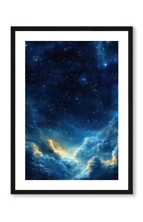 fantasy night sky with glowing stars and cosmic clouds