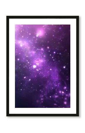 Ethereal cosmic purple nebula with sparkling stars and glowing light in deep space abstract galaxy background with dark atmosphere and celestial beauty