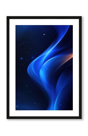 Abstract blue light curves flowing in dark space digital art graphic design wallpaper background with stars