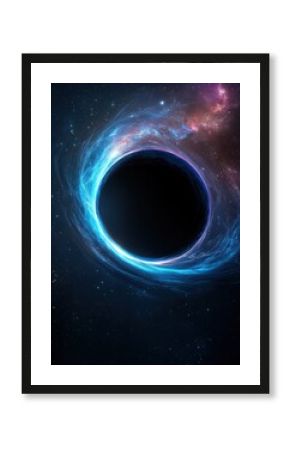 Black Hole in Space with Swirling Blue Accretion Disk and Nebula space universe black hole astronomy science abstract ne