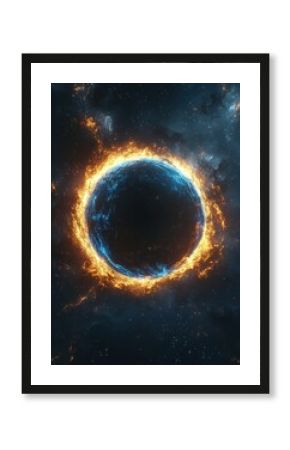 Burning Blue Sphere in Deep Space Space cosmos universe astronomy stars nebula galaxy planet sphere star burning fire fl