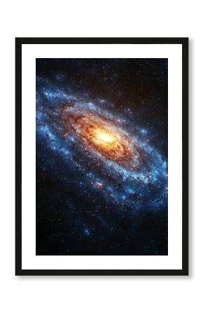 Blue star rich spiral arm highlighted against darker inter arm space Nature of Spiral Arms Starbirth lane emphasis Deep space render Telephoto lens