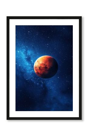 Mars planet in deep space exploration concept with stars and nebula digital art illustration astronomy view