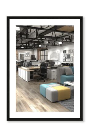 Modern cozy office atmosphere. Modern office space  relax space design for productivity and creativity.