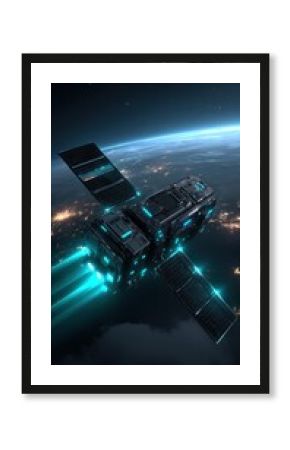 Futuristic satellite in space above Earth