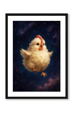 Fluffy chicken floating space
