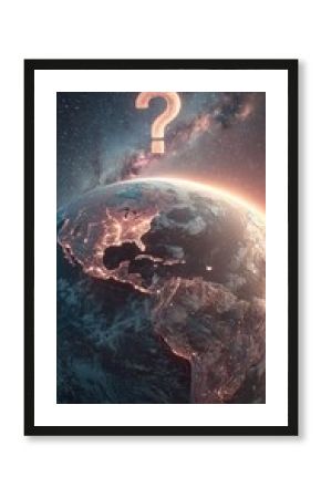 Earth with question mark in space