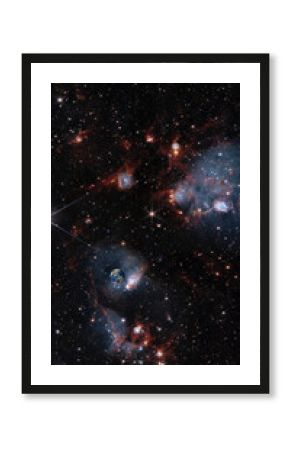 earth in space galaxy background star clusters NGC 460 effect