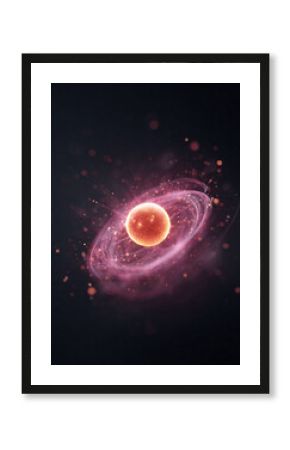 Glowing orb radiating energy, surrounded by abstract rings. A powerful visual for innovation, technology, or cosmic concepts. Captivating and versatile.