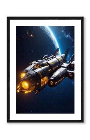 Futuristic spaceship in space