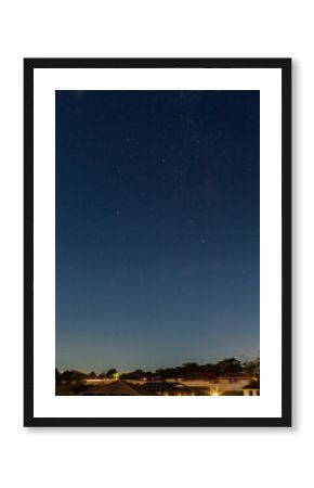 Starry night sky in light polluted urban area seen from NSW Australia