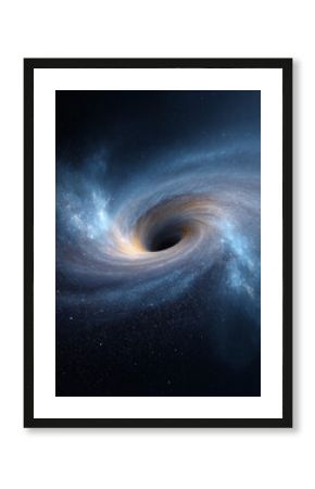Dramatic space scene featuring a black hole against a starry galaxy background. Evokes themes of mystery, vastness, and cosmic power. Ideal for scifi, technology, or conceptual design.