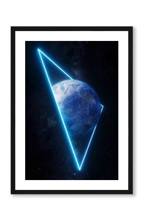 Glowing 3D triangle of light surrounds Earth