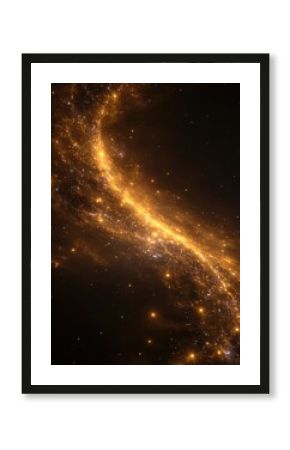 Golden nebula swirls across a dark cosmic background