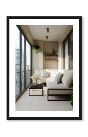 Modern balcony with city view