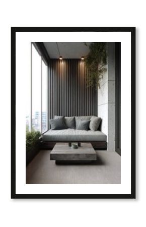 Modern urban balcony lounge