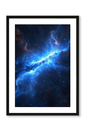 Cinematic cosmic background with blue glowing stars floating in space surrounded by cosmic dust nebula and stardust evoking universe exploration supernova and celestial wonder concept