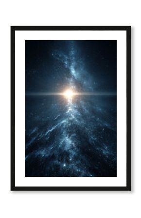 Cinematic cosmic background with blue glowing stars floating in space surrounded by cosmic dust nebula and stardust evoking universe exploration supernova and celestial wonder concept