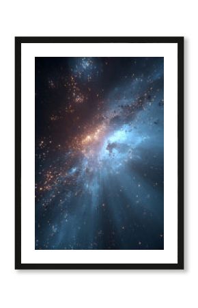 Abstract cosmic cinematic background with glowing white dust particles floating in dark space illuminated by radiant light creating a dreamy futuristic atmosphere with depth and motion effect