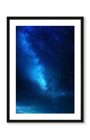 A stunning panoramic view of the Milky Way galaxy, showcasing a vibrant display of stars and cosmic dust against a deep blue night sky. This image captures the beauty and vastness of the universe, ins