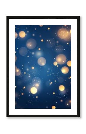 A dark space with bokeh reflections creates a stunning blue and gold sparkle effect