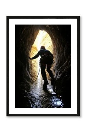 Dark cave rescue mission, rescue team reaching stranded climbers, wet cave walls, high tension, adrenaline-fueled, teamwork under pressure, dangerous operation in confined space