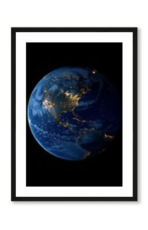 View of Earth from space highlighting cities and lights in Asia at night