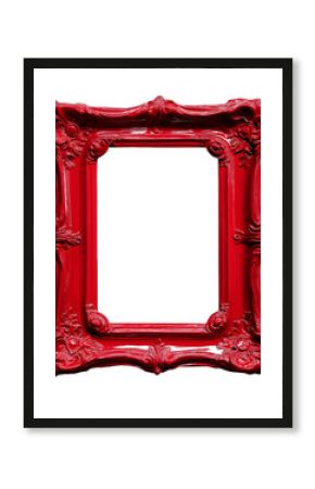 Bold red lacquer frame with a high gloss finish, modern style. Isolated on transparent or white background cut out