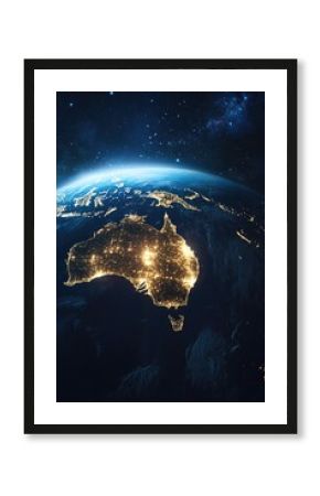 Brightly lit Australian cities seen from space.