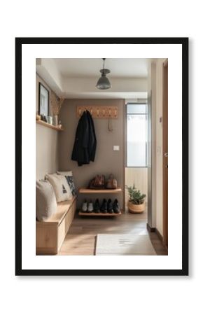 An entry way hallway featuring a neutral colored interior design
