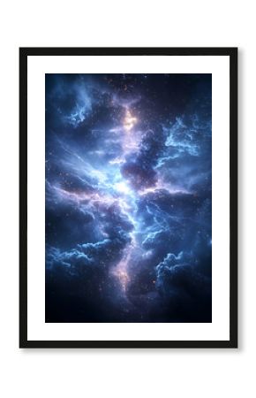 Cosmic Nebula with Glowing Stars and Blue Hues
