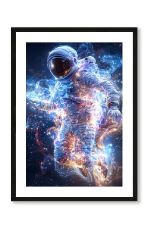 Astronaut in Cosmic Nebula: A Glowing Figure in Space