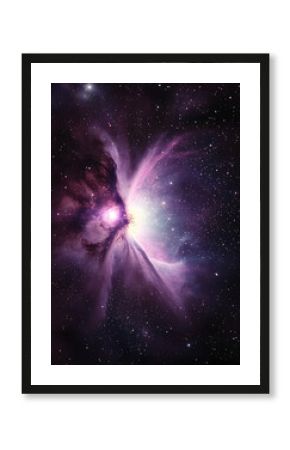 Purple And Pink Cosmic Nebula In Deep Space