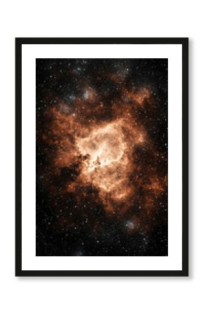 Orange and Brown Nebula in Dark Night Sky