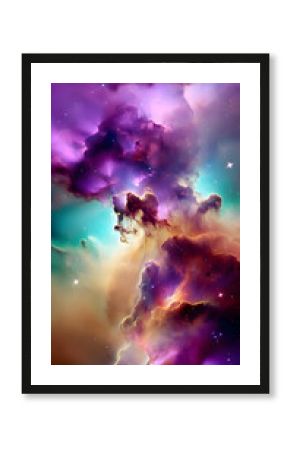 Vibrant Purple Teal Nebula Space Art