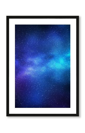 Night starry sky and bright blue green galaxy, vertical background