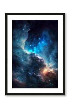 space background with blue nebula, a galaxy in space, illustration with atmosphere sky