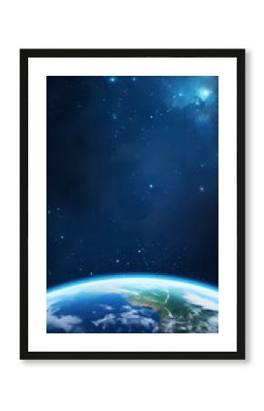 Earth planet glowing in space on starry sky background