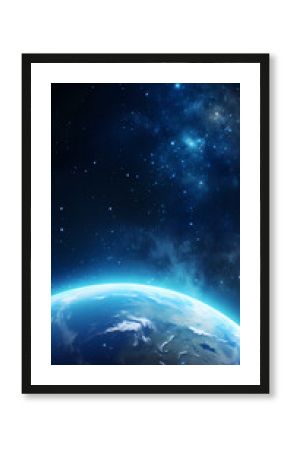 Earth planet glowing in space on starry sky background