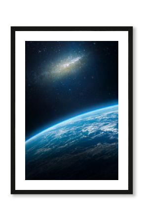 Planet Earth in outer space. Stars and galaxies on background. Nebula. Elements of this image furnished by NASA 