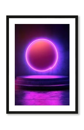 Neon circle glows in dimly lit space creating a vibrant atmosphere for artistic expression
