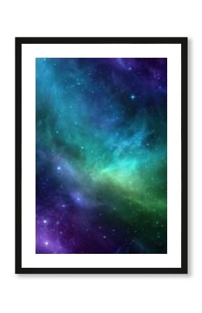 Captivating cosmic vista of a nebula with vibrant hues of teal green and deep purple creating an ethereal galaxy background for space exploration