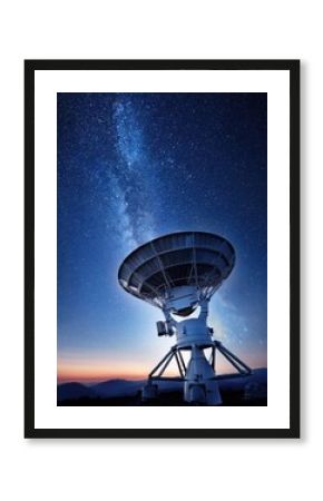 space research giant telescope, looking in the starry night sky