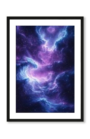 Cosmic nebula illuminated by vibrant colors over a starry space background at night